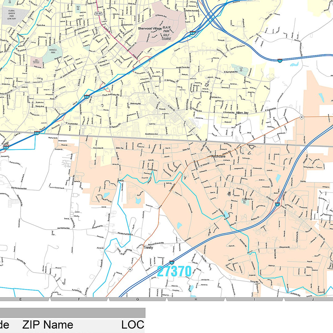 Premium Style Wall Map of HIgh Point, NC