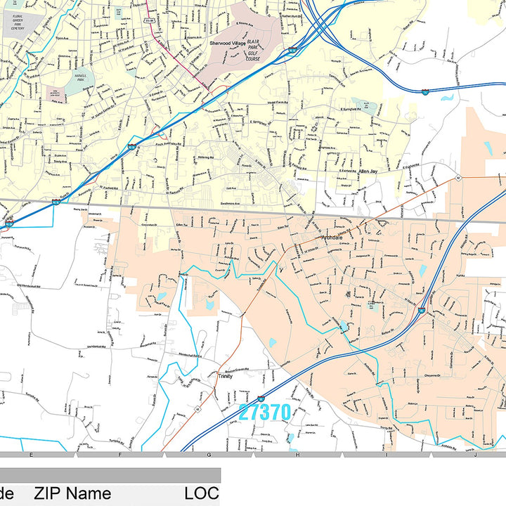 Premium Style Wall Map of HIgh Point, NC