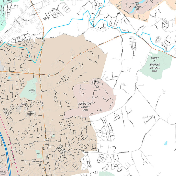 Premium Style Wall Map of Huntersville, NC