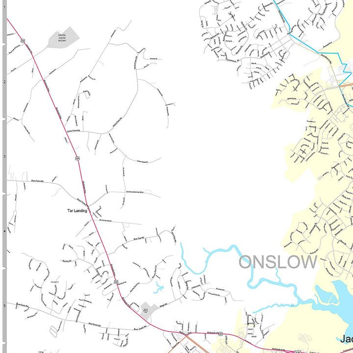Premium Style Wall Map of Jacksonville, NC