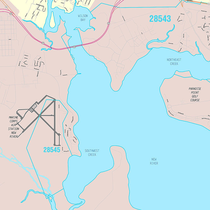 Premium Style Wall Map of Jacksonville, NC