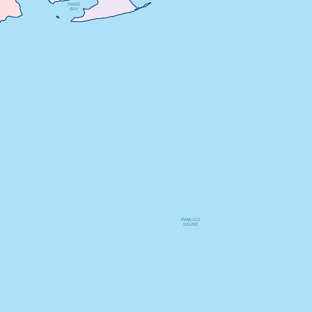 Color Cast Zip Code Style Wall Map of Outer Banks, NC