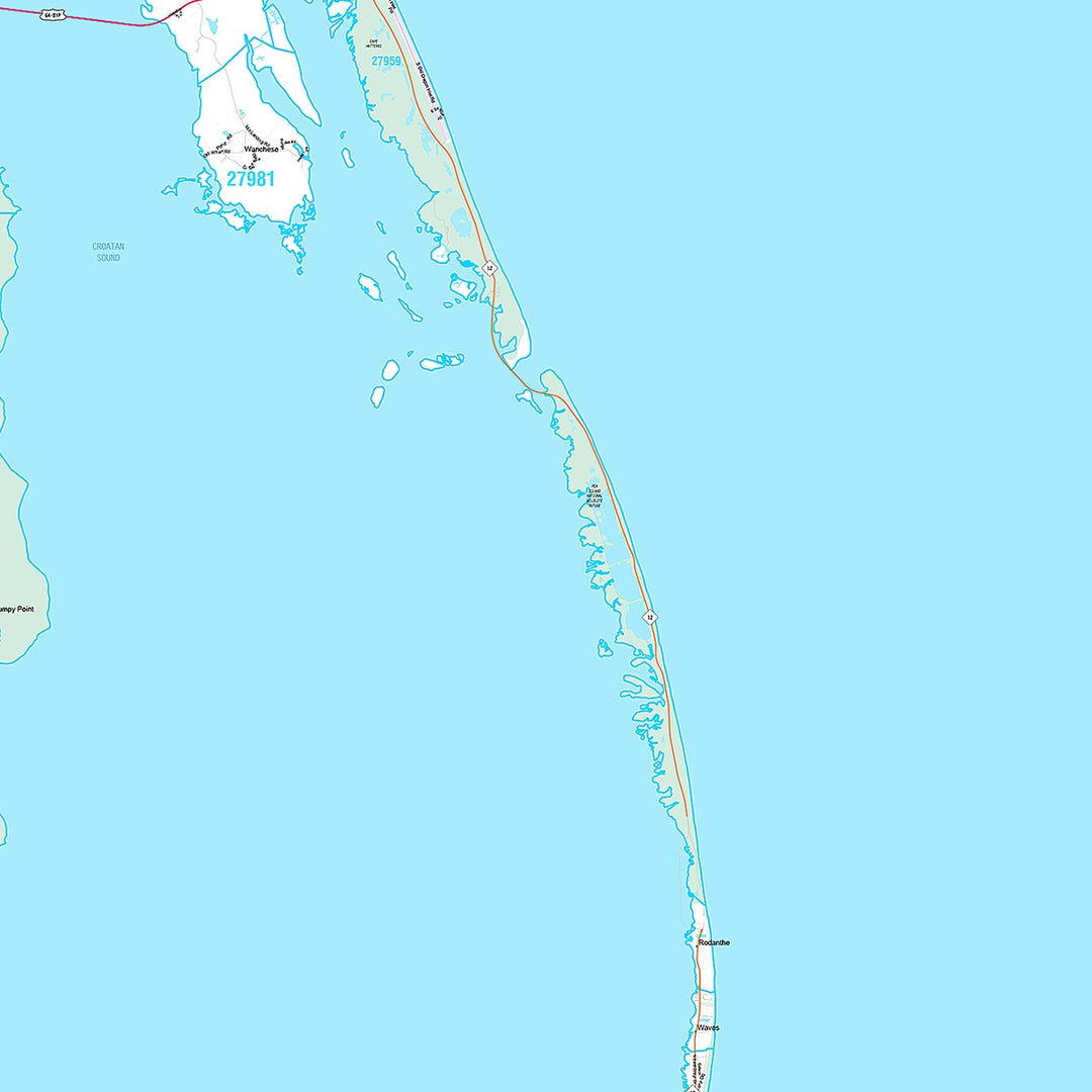 Premium Style Wall Map of Outer Banks, NC