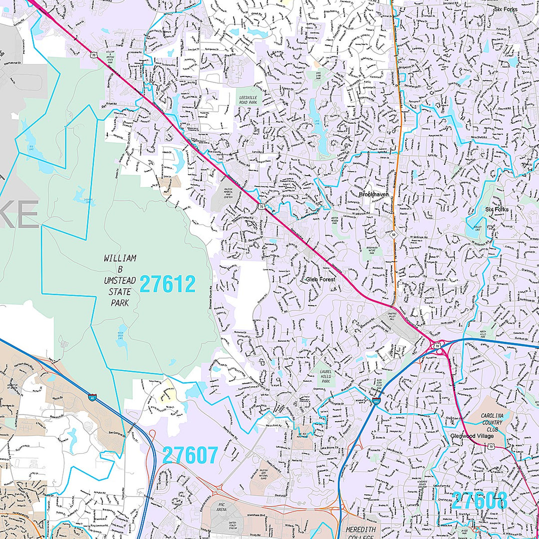 Premium Style Wall Map of Raleigh NC