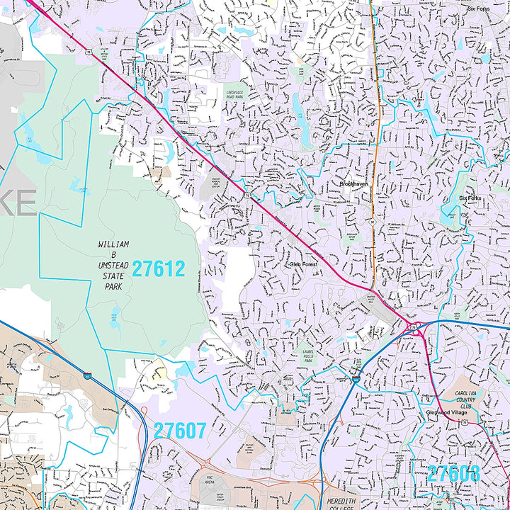 Premium Style Wall Map of Raleigh NC