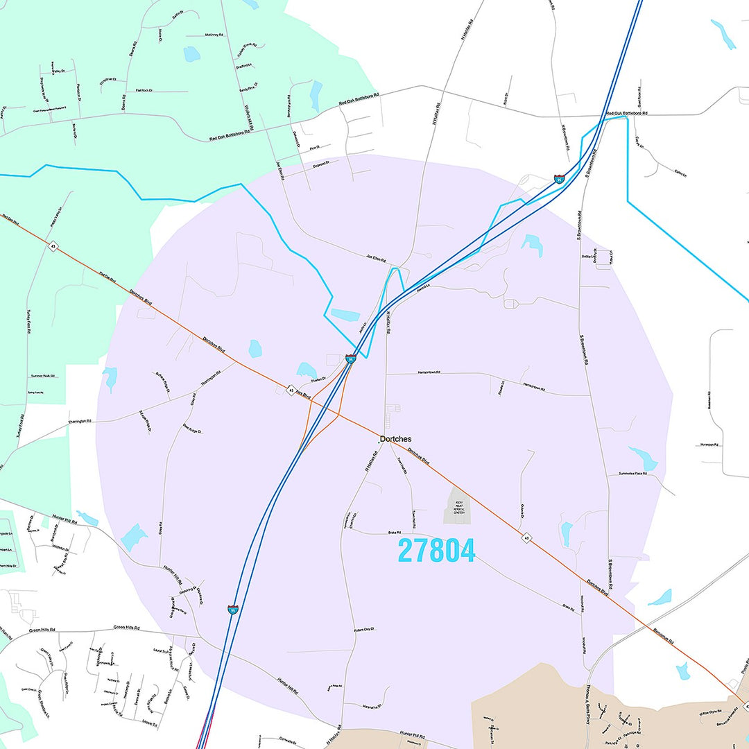 Premium Style Wall Map of Rocky Mount, NC