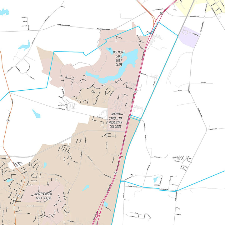 Premium Style Wall Map of Rocky Mount, NC