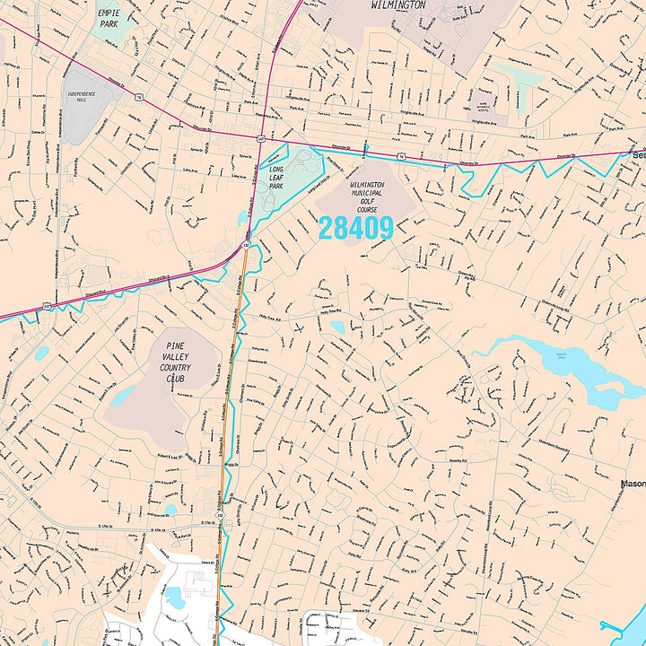 Premium Style Wall Map of Wilmington, NC