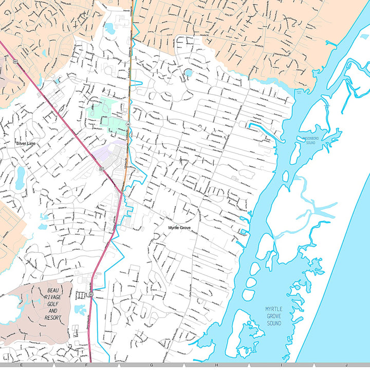Premium Style Wall Map of Wilmington, NC