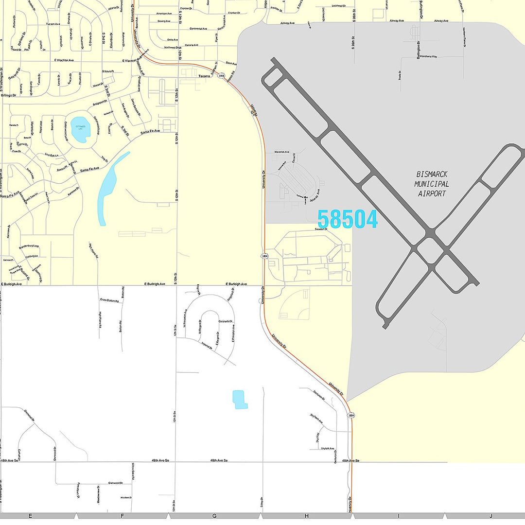 Premium Style Wall Map of Bismarck, ND