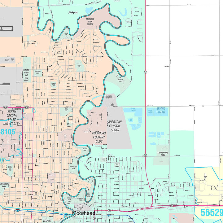 Premium Style Wall Map of Fargo, ND