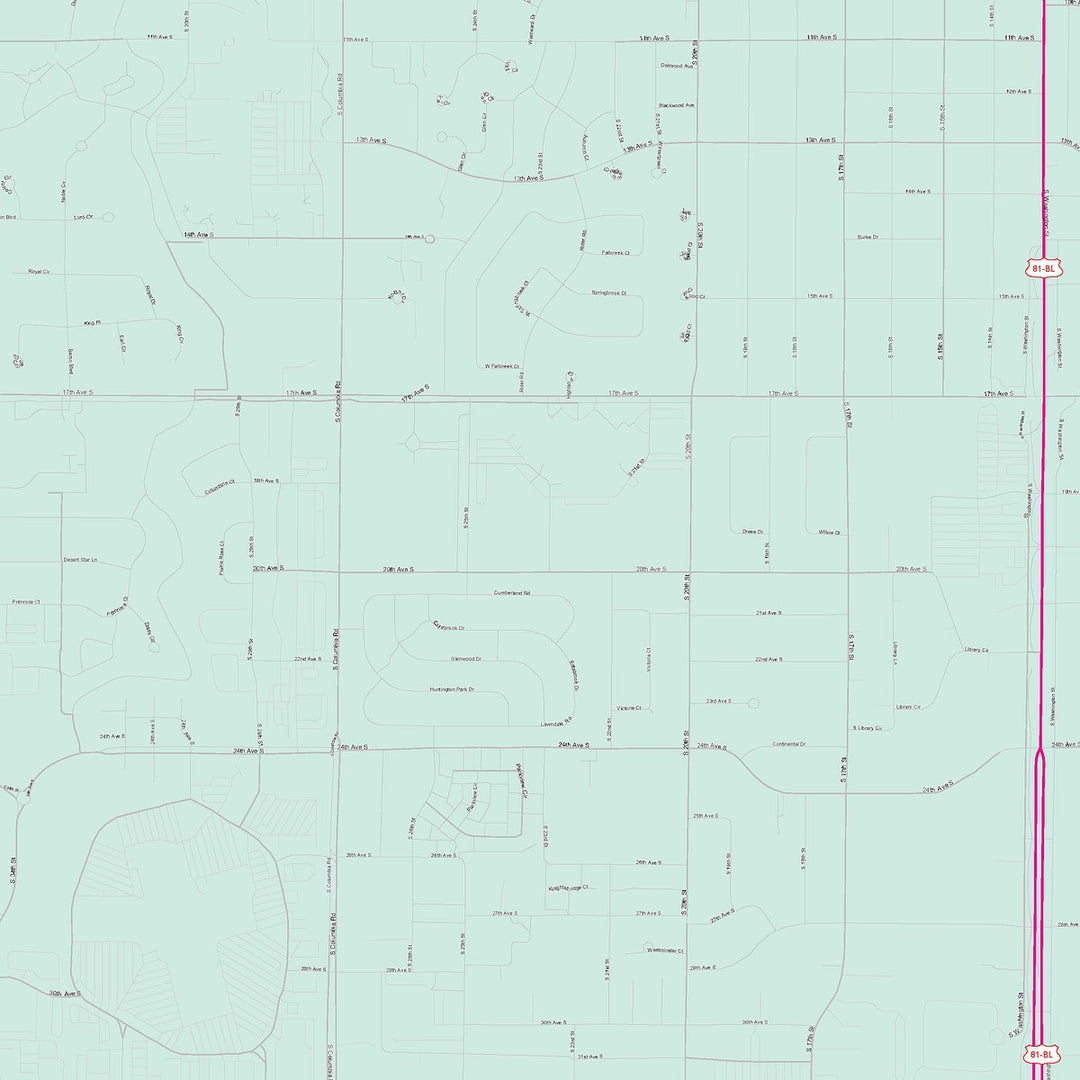 Color Cast Zip Code Style Wall Map of Grand Forks, ND