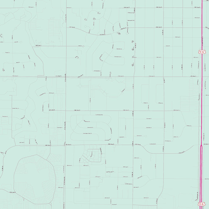 Color Cast Zip Code Style Wall Map of Grand Forks, ND