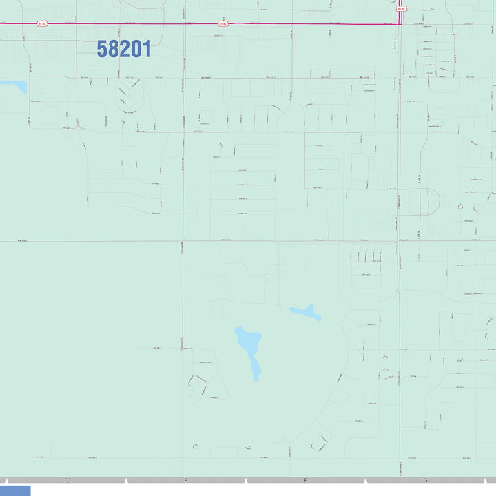 Color Cast Zip Code Style Wall Map of Grand Forks, ND