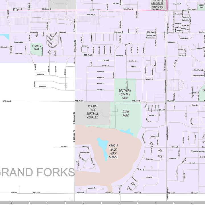 Premium Style Wall Map of Grand Forks, ND