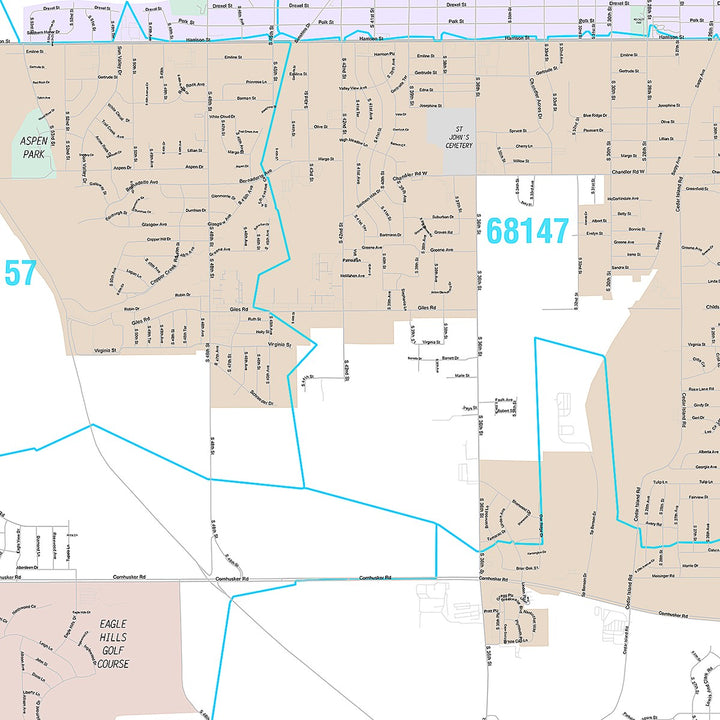 Premium Style Wall Map of Bellevue, NE