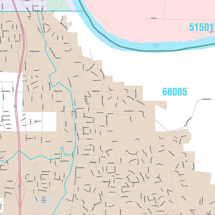 Premium Style Wall Map of Bellevue, NE
