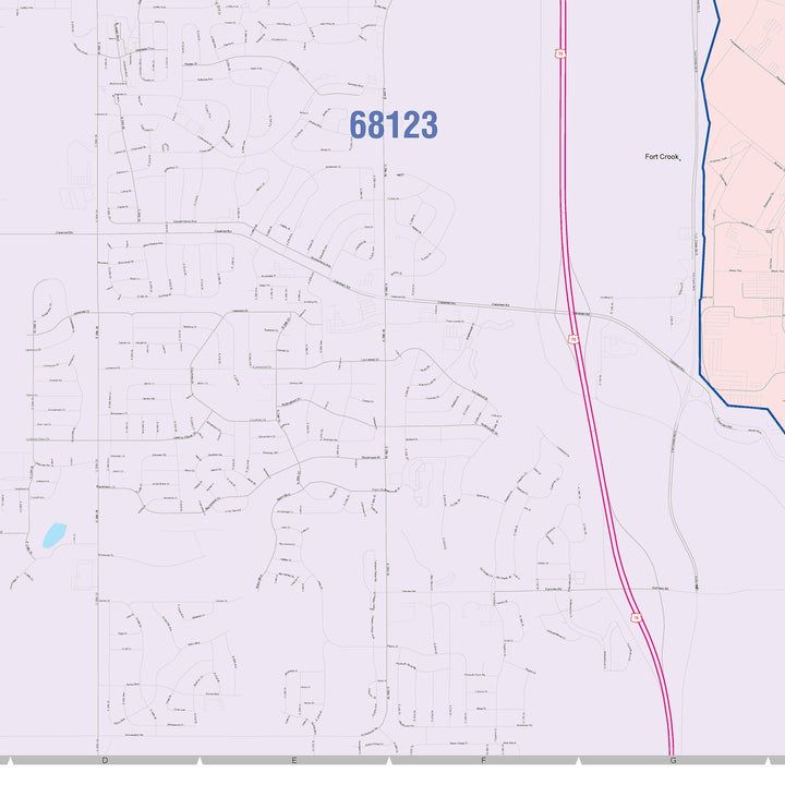 Color Cast Zip Code Style Wall Map of Bellevue, NE