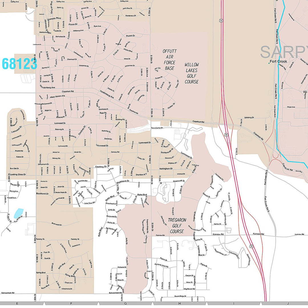 Premium Style Wall Map of Bellevue, NE