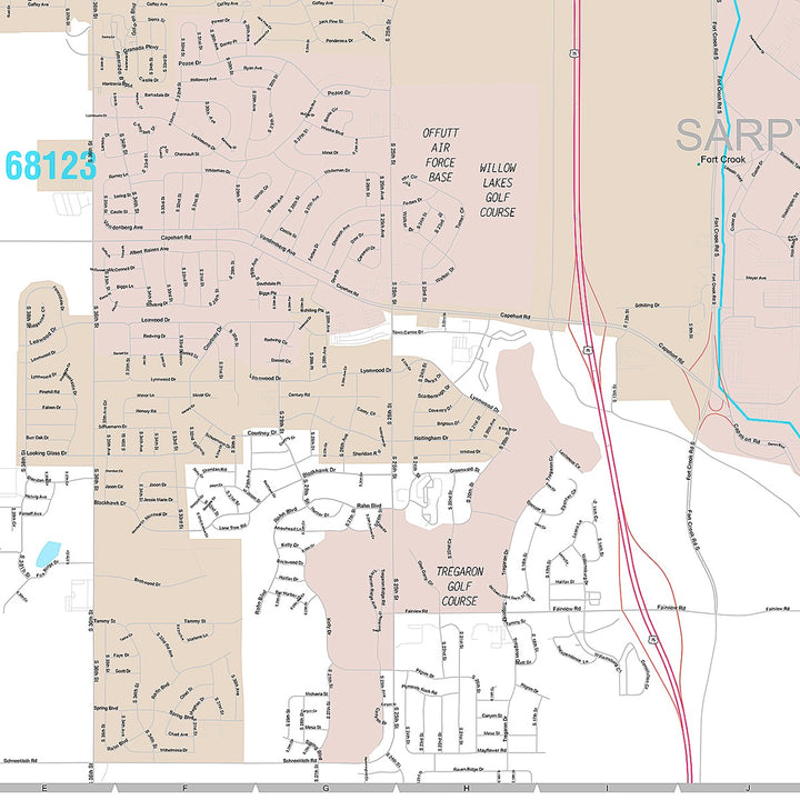 Premium Style Wall Map of Bellevue, NE