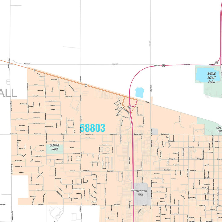 Premium Style Wall Map of Grand Island, NE