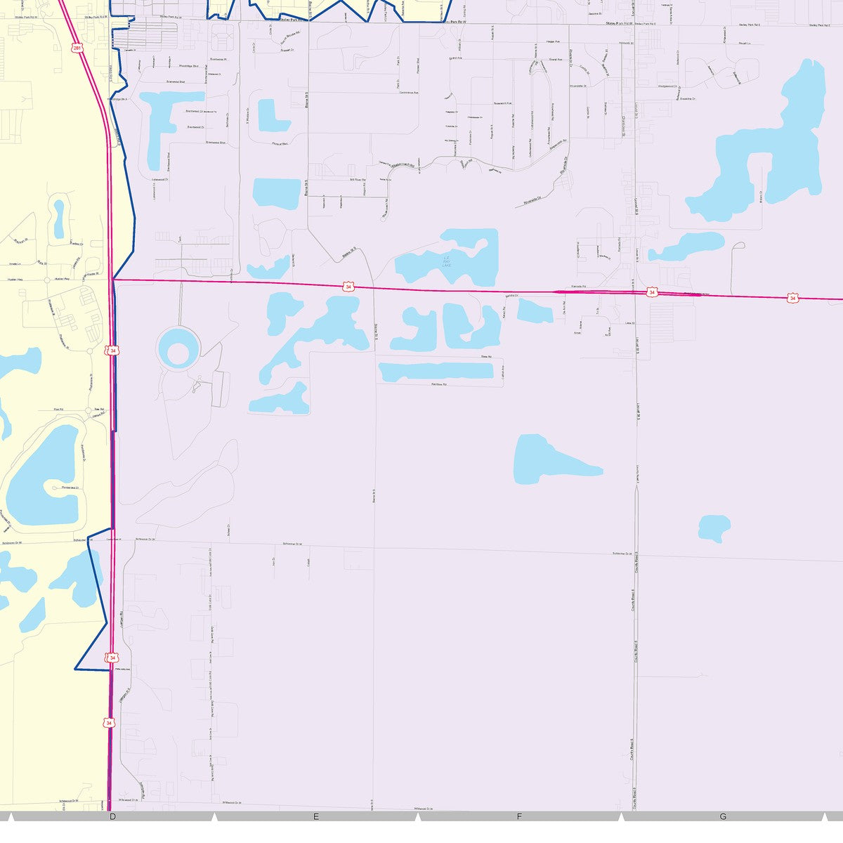 Color Cast Zip Code Style Wall Map of Grand Island, NE – American