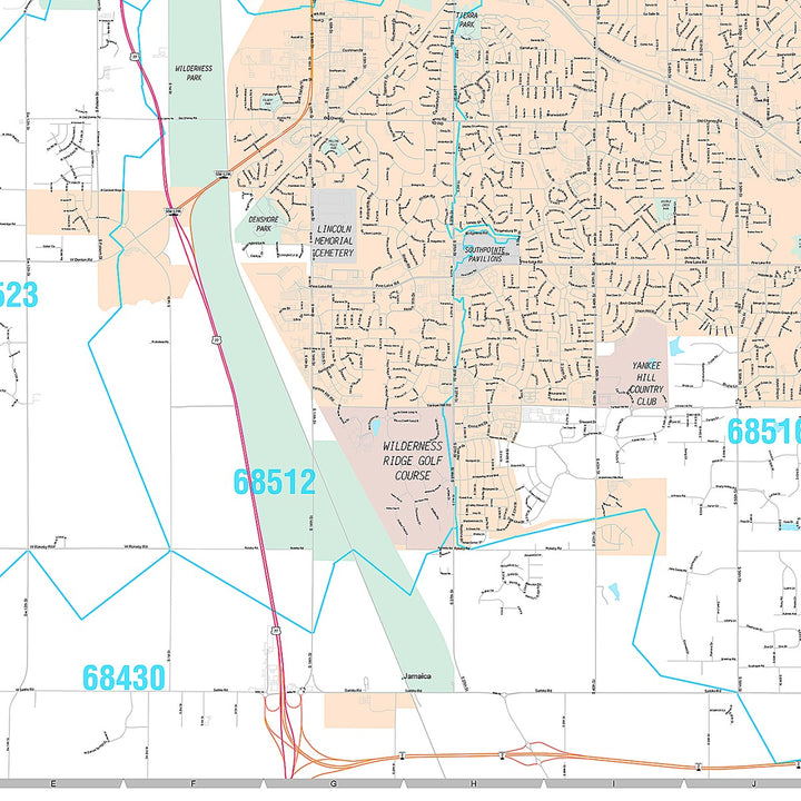 Premium Style Wall Map of Lincoln NE