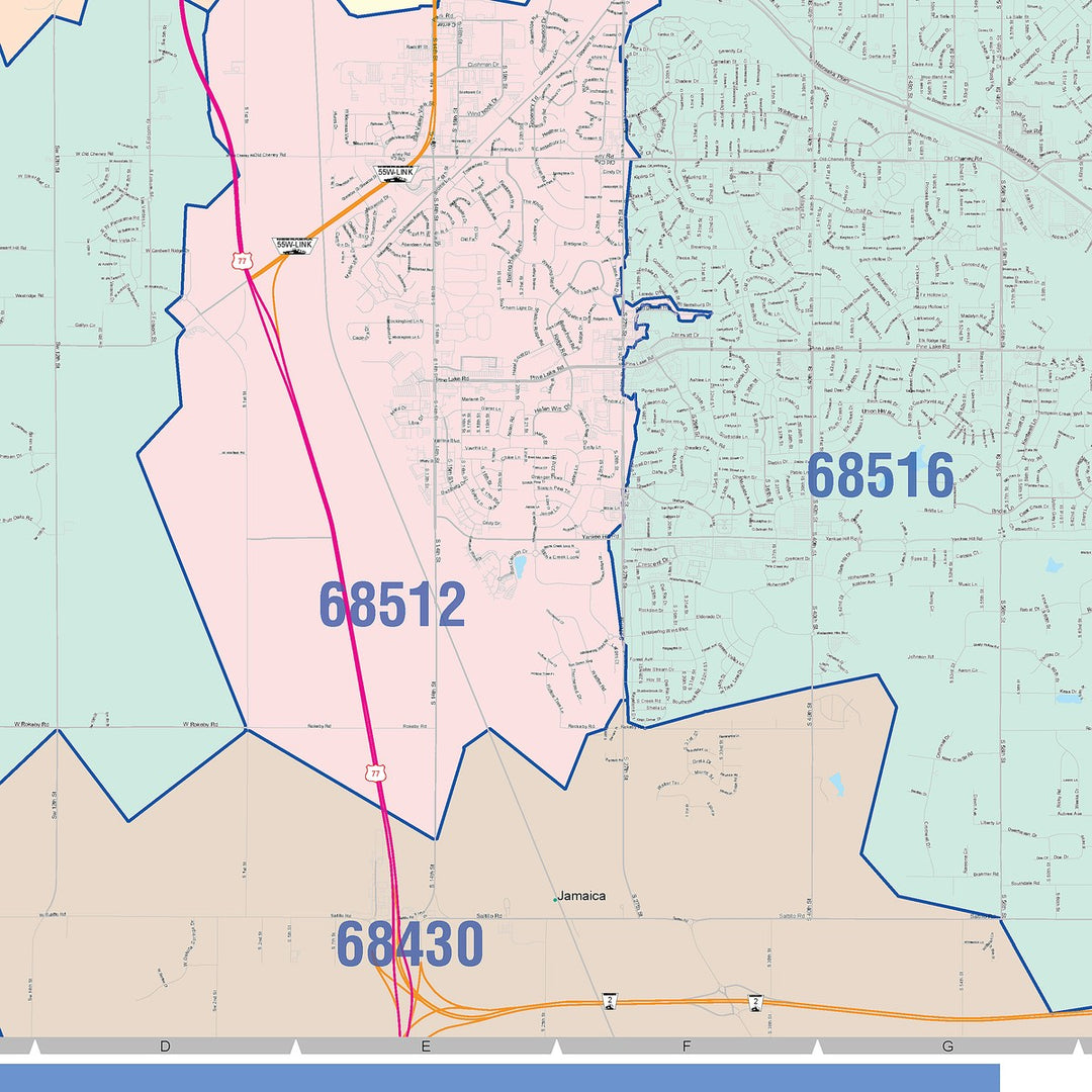 Colorcast Zip Code Style Wall Map of Lincoln, NE – American Map Store