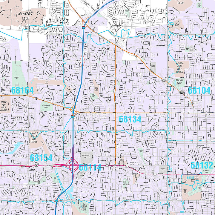 Premium Style Wall Map of Omaha NE