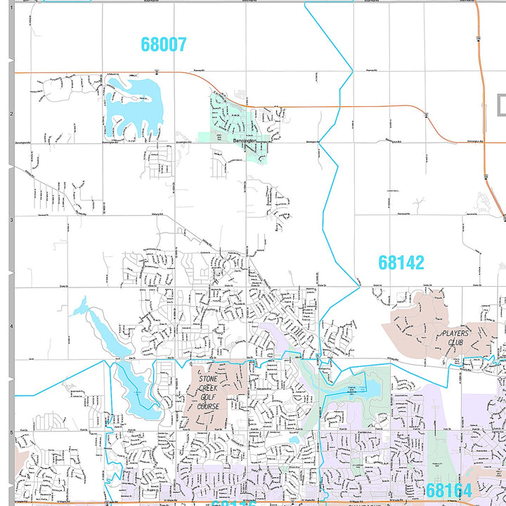 Premium Style Wall Map of Omaha NE