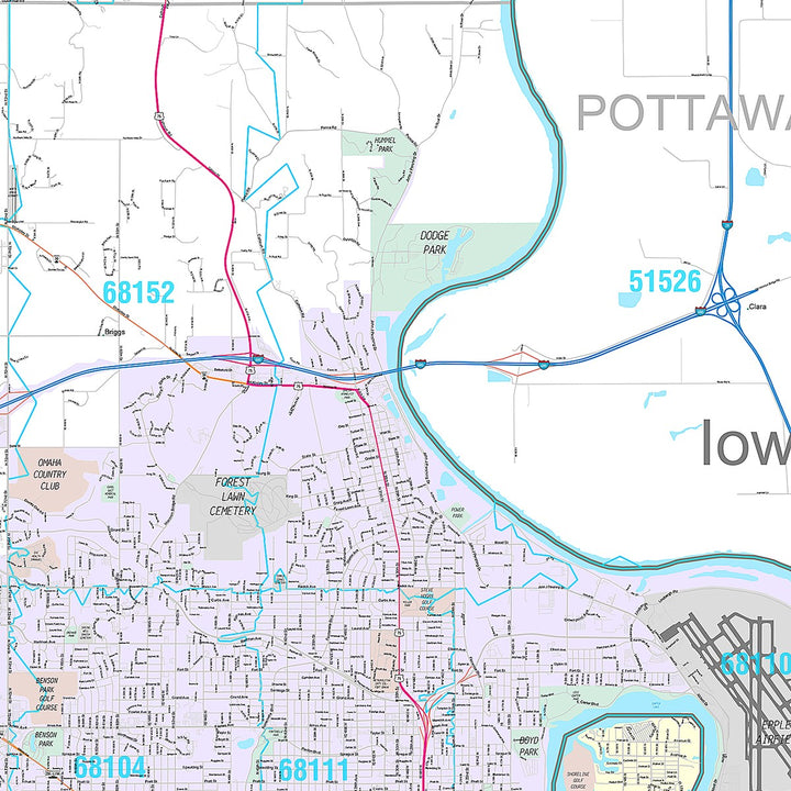 Premium Style Wall Map of Omaha NE