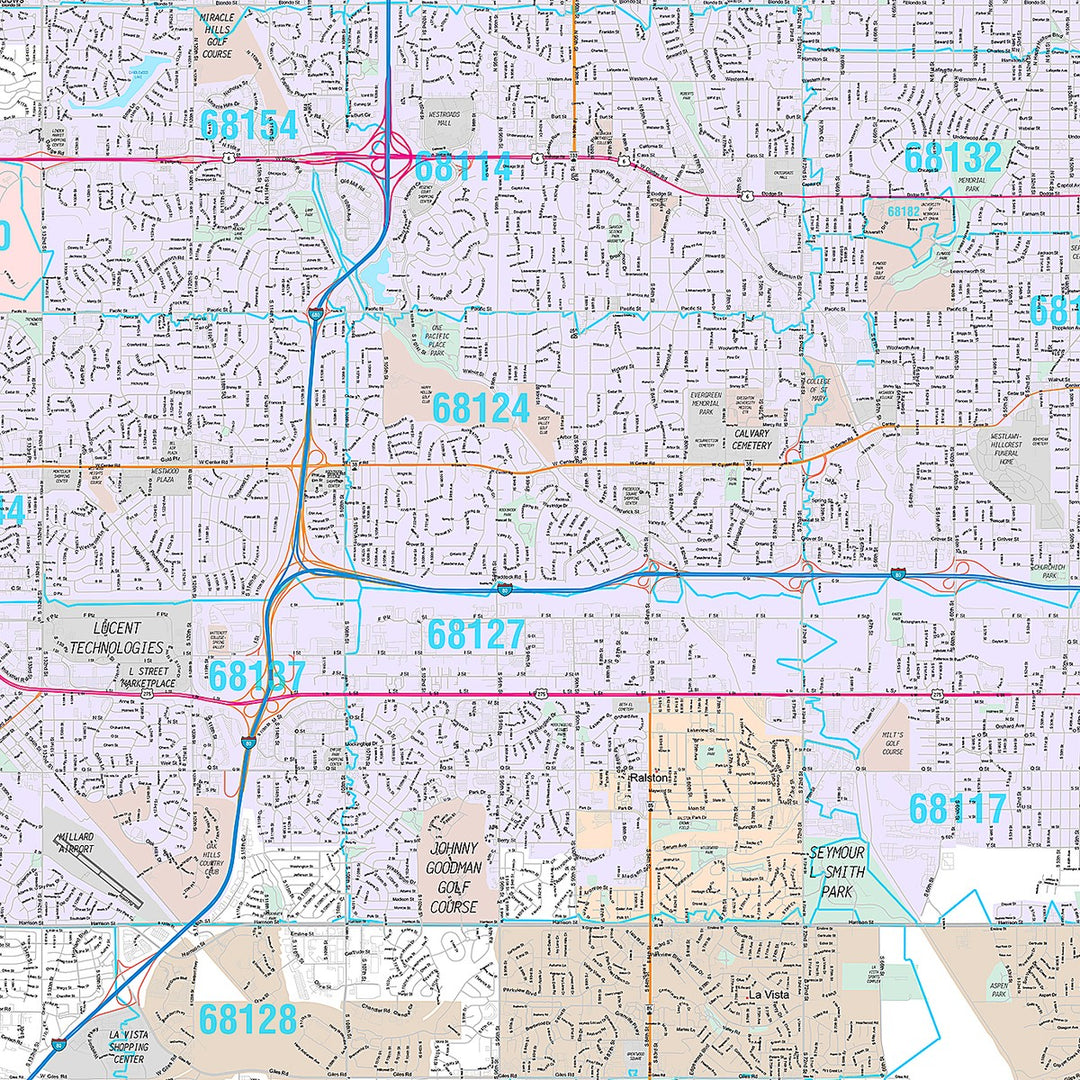 Premium Style Wall Map of Omaha NE