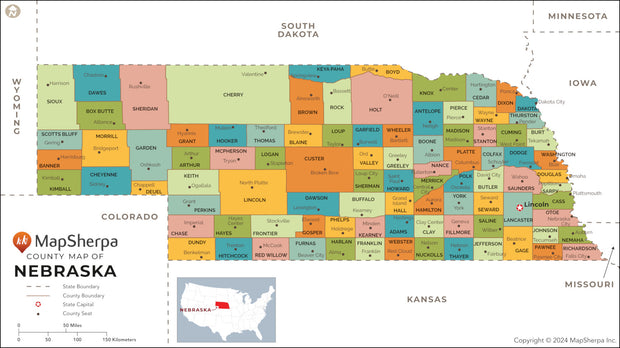 Nebraska Counties Map