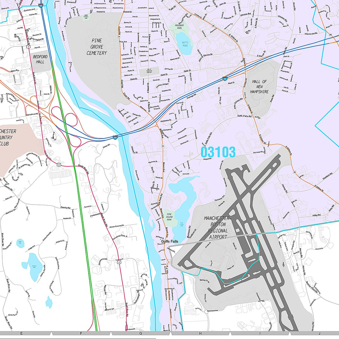 Premium Style Wall Map of Manchester, NH