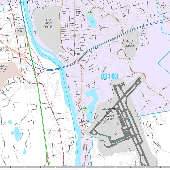 Premium Style Wall Map of Manchester, NH