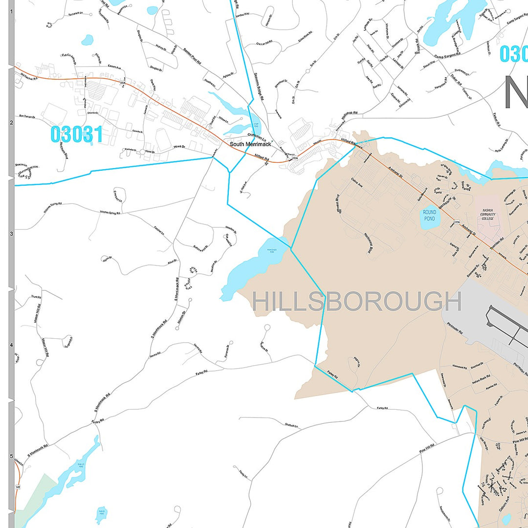 Premium Style Wall Map of Nashua, NH