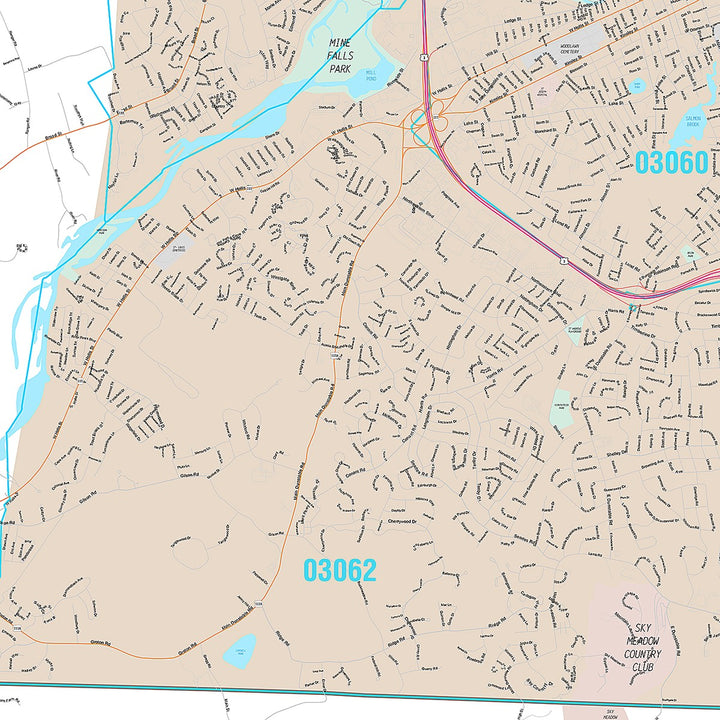 Premium Style Wall Map of Nashua, NH