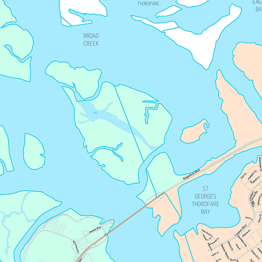 Premium Style Wall Map of Atlantic City, NJ