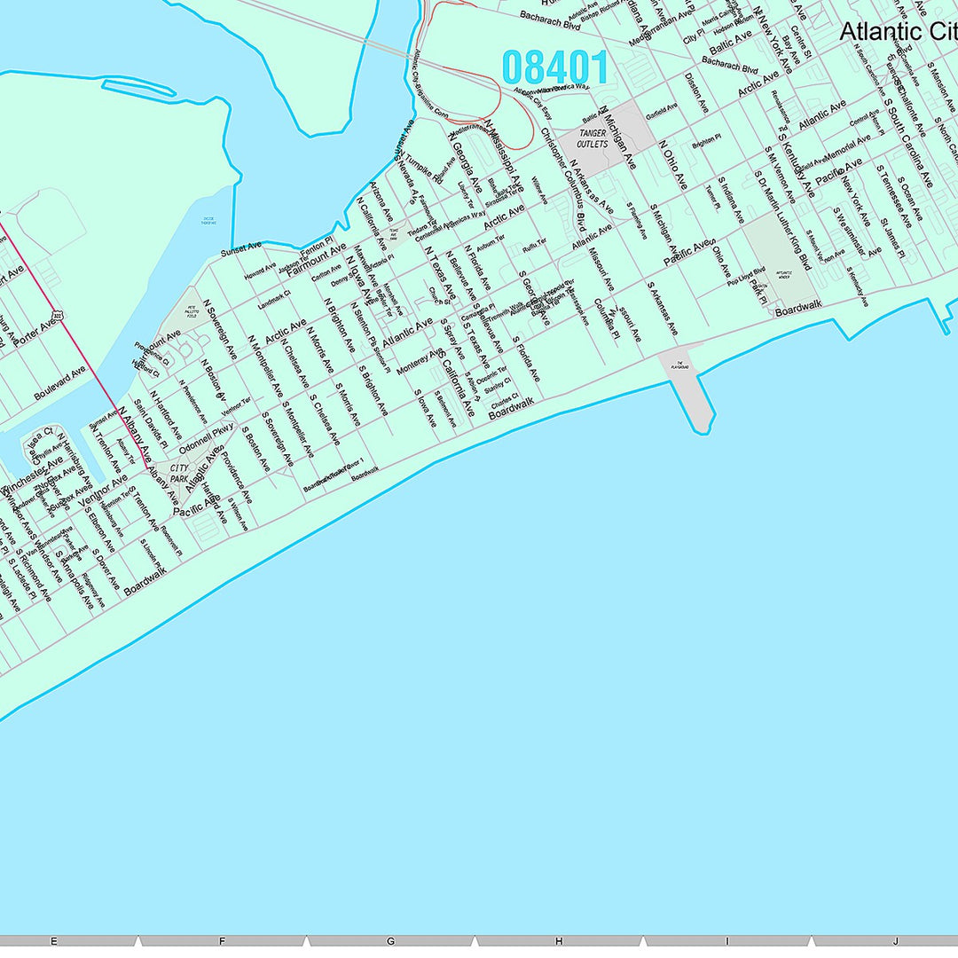 Premium Style Wall Map of Atlantic City, NJ