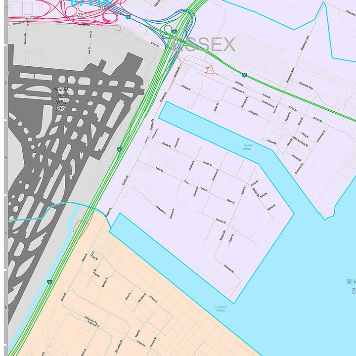 Premium Style Wall Map of Bayonne, NJ
