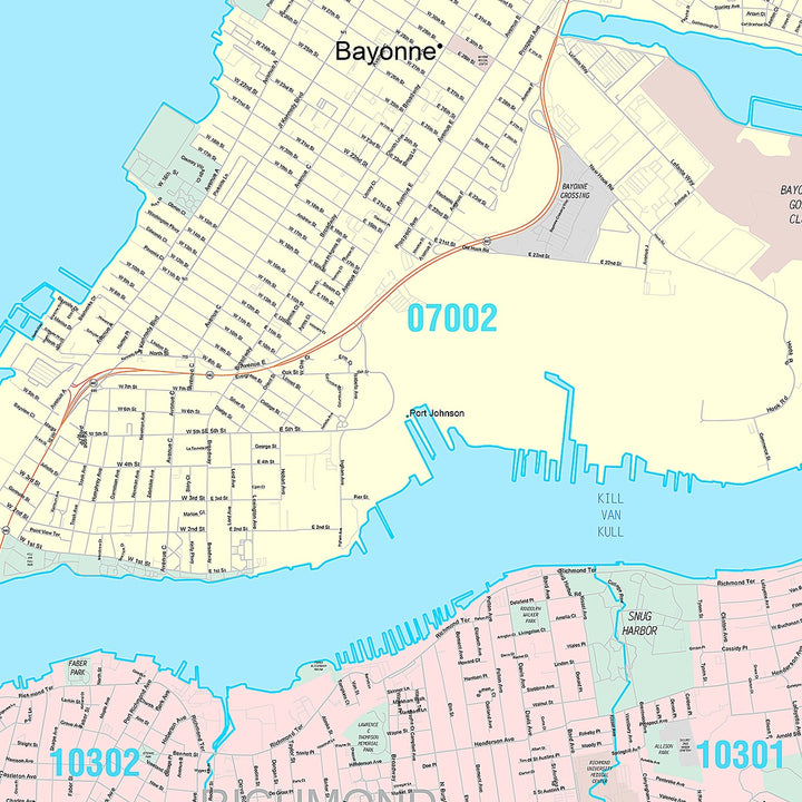 Premium Style Wall Map of Bayonne, NJ
