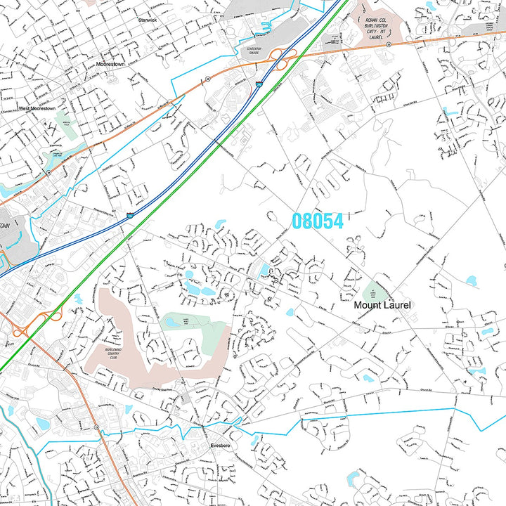 Premium Style Wall Map of Cherry Hill, NJ