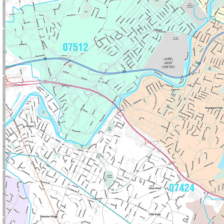 Premium Style Wall Map of Clifton, NJ
