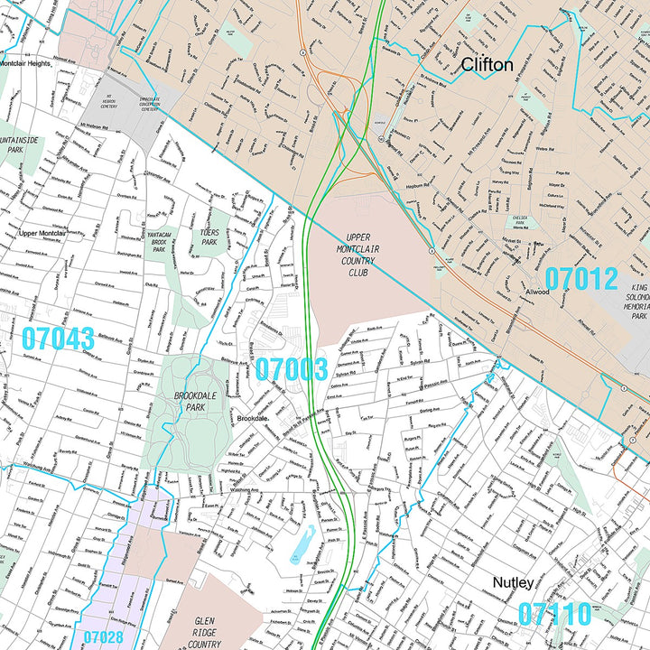 Premium Style Wall Map of Clifton, NJ
