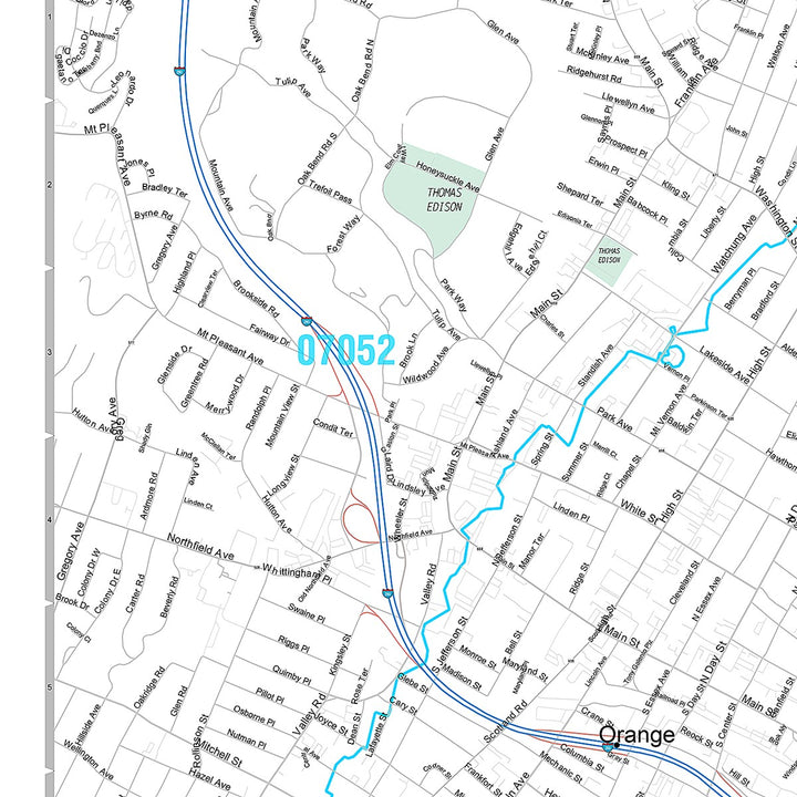 Premium Style Wall Map of East Orange, NJ