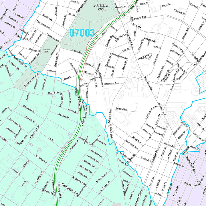 Premium Style Wall Map of East Orange, NJ