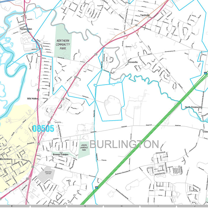 Premium Style Wall Map of Hamilton, NJ