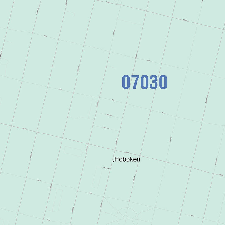 Color Cast Zip Code Style Wall Map of Hoboken, NJ