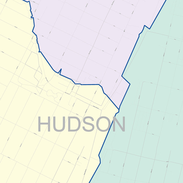 Color Cast Zip Code Style Wall Map of Hoboken, NJ