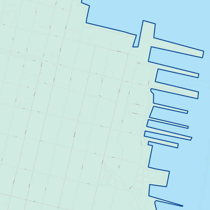 Color Cast Zip Code Style Wall Map of Hoboken, NJ